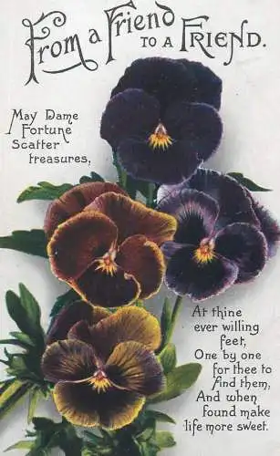 Postcard flower bouquet orange purple