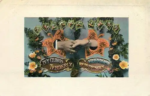 Couples postcard hand shake embrace