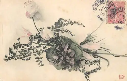 Flowers postcard flower arrangement 1906 France