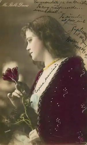 Fancy portrait woman and flower pearls