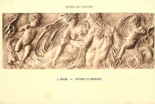 Postcard fine arts painting J. Goujon Tritons et Nereides Louvre