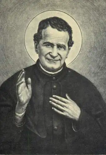Postcard religious scene Don Bosco