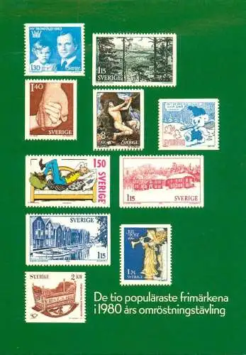 Postcard Sweden stamp collection 1980