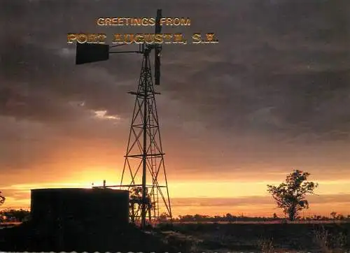 Postcard Australia sunset in the outback