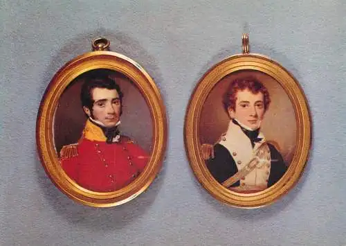 Military postcard miniatures by Samuel John Stump Fleming and Light Dragoons officer