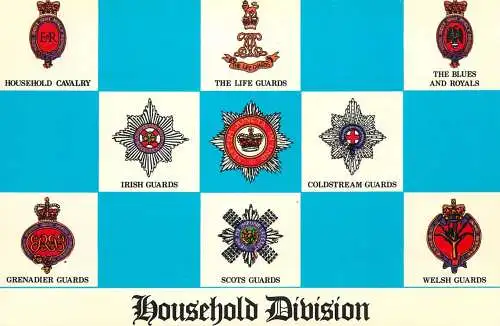 Military postcard Household divisions coat of arms