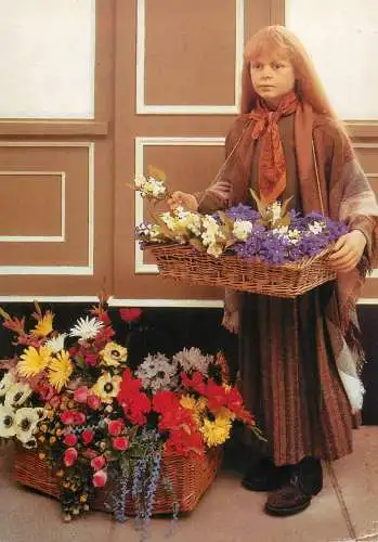 Madame Tussaud's museum postcard a Victorian flower girl