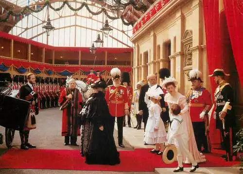 Royal family postcard Queen Victoria and royal guests Madame Tussaud's Windsor