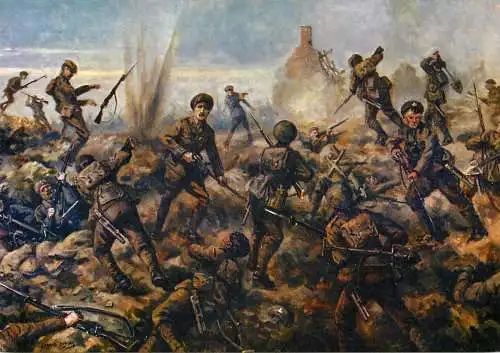 Fine arts postcard painting Durham light infantry museum 2nd battalion at the battle of Hooge
