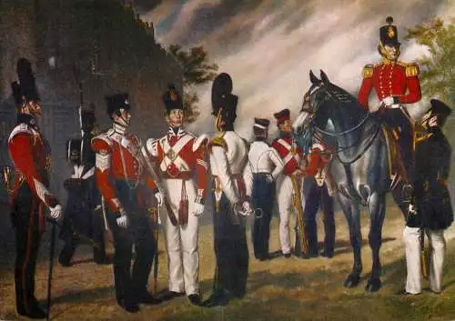 Fine arts postcard painting Durham light infantry museum Lord Paulet and soldiers D. Cunliffe