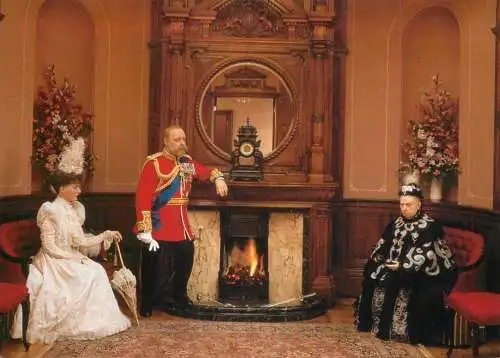 Military postcard English red tunic Queen Victoria Prince and Princess of Wales Madame Tussaud