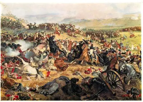 Fine arts postcard painting Felix Philippoteaux battle of Waterloo