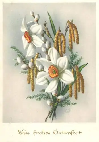 Holiday postcard Easter flower