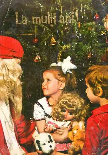 Holiday postcard new year Christmas Santa Romania