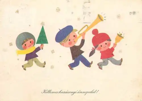 Holiday postcard Hungary Christmas kellemes karacsony unnepeket