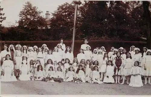 Photo postcard children group photo white princess