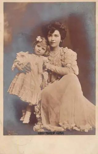 Children scenes & portraits souvenir photo elegant young girl and mother pearls