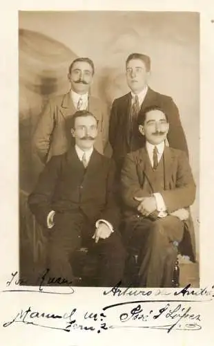 British social history souvenir photo elegant men moustaches
