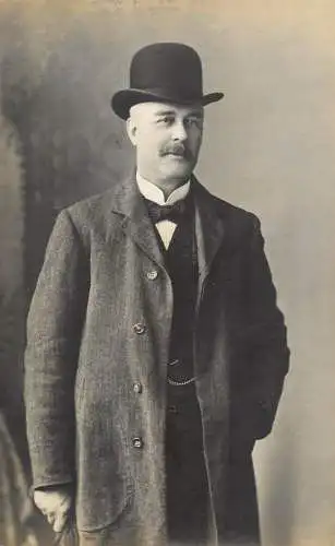 British social history souvenir photo elegant man with hat