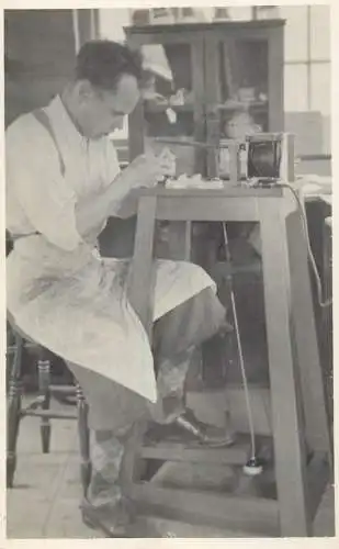 British social history souvenir photo man at work bench