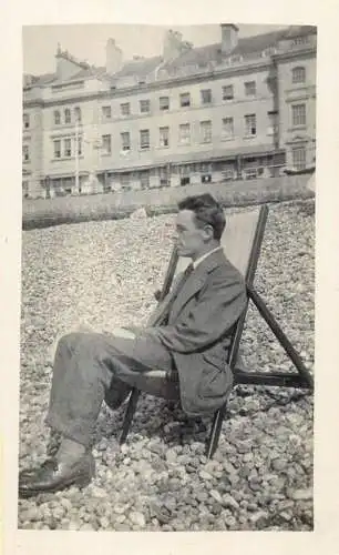 British social history souvenir photo elegant young man at the beach