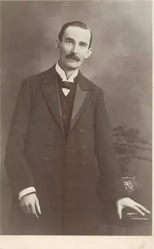 British social history souvenir photo elegant man moustache