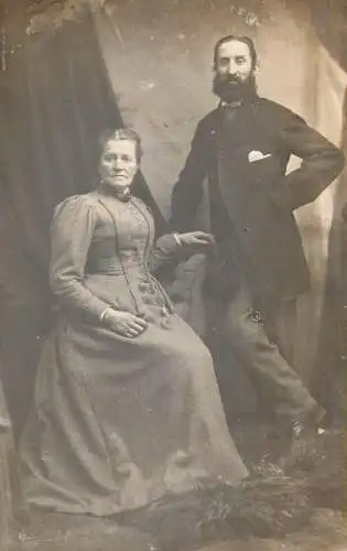British social history souvenir photo elegant couple beard