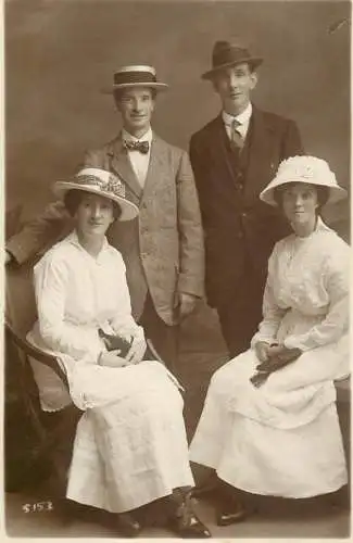 British social history souvenir photo elegant couples hats