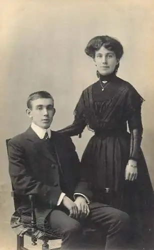 British social history souvenir photo elegant mother and young man