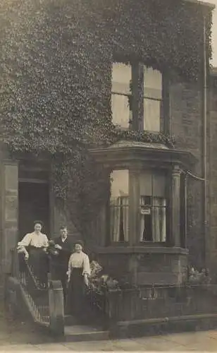 British social history souvenir photo friends on staircase
