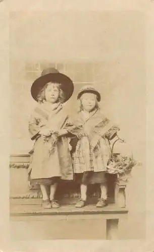 British social history souvenir photo elegant sisters children