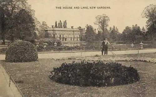 United Kingdom England Kew Gardens house and lake