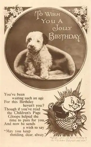 Dogs animals related postcard wish you a jolly birthday