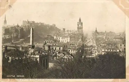 British castles postcard Edinburgh from Calton Hill