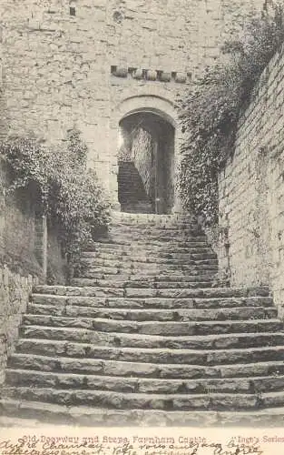 British castles postcard Farnham castle old doorway