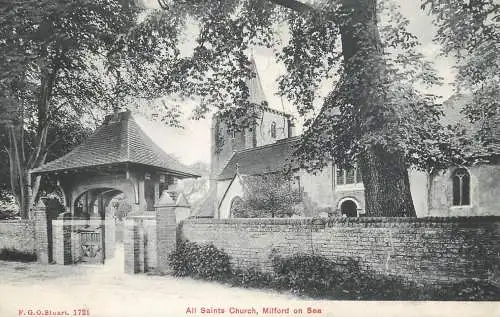 British churches & cathedrals postcard Milford on Sea all saints church