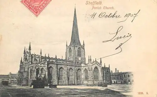 British churches & cathedrals postcard Sheffield Parish church