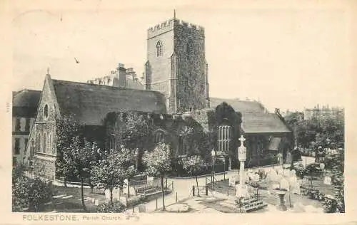 British churches & cathedrals postcard Folkestone Parish church