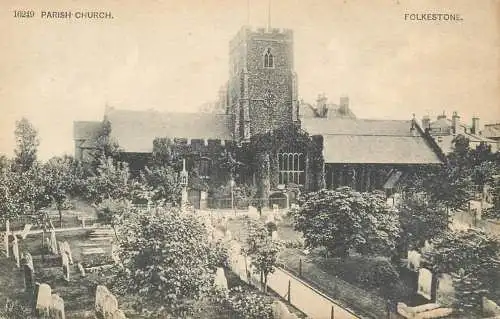 British churches & cathedrals postcard Folkestone Parish church