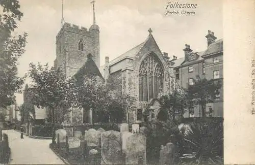 British churches & cathedrals postcard Folkestone Parish church