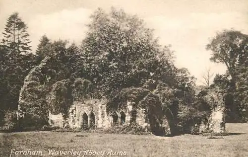 British churches & cathedrals postcard Farnham Waverley abbey ruins