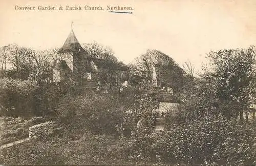 British churches & cathedrals postcard Newhaven Convent garden Parish Church