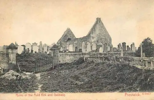 British churches & cathedrals postcard ruins of the Auld Kirk and Gateway Prestwick