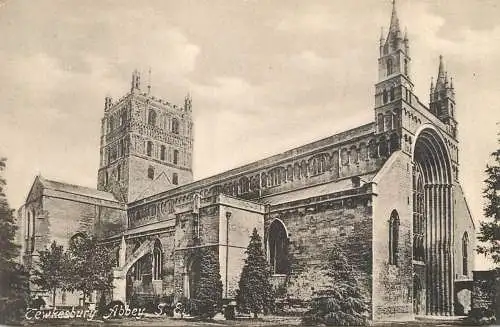 British churches & cathedrals postcard Tewkesbury abbey