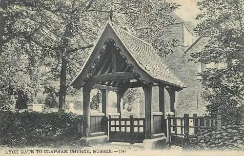 British churches & cathedrals postcard Lych gate Clapham church Sussex