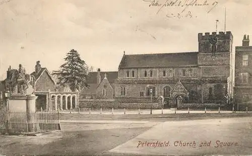 British churches & cathedrals postcard Petersfield church and Square