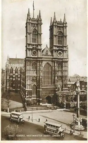 British churches & cathedrals postcard West Tower Westminster abbey London