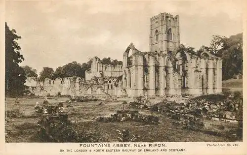 British churches & cathedrals postcard Fountains abbey near Ripon