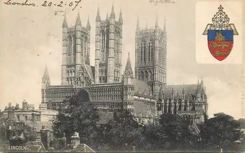 British churches & cathedrals postcard Lincoln cathedral