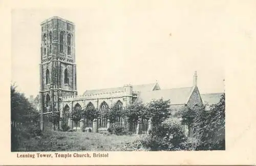 British churches & cathedrals postcard Bristol leaning tower temple church